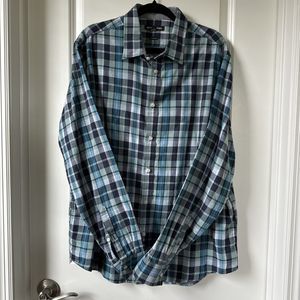 Michael Kors Mens Classic Fit Blue Green Stripe Button Down Dress Shirt XXL